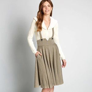 Jumper skirt - olive herringbone